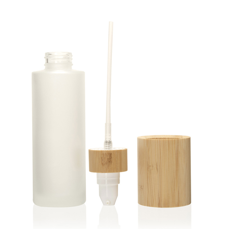 Matná pumpička na kozmetické mlieko na jemnú hmlu a pleťové mlieko sklenená fľaša s rozprašovačom s vekom z bambusového dreva Matná pumpička na kozmetické mlieko na jemnú hmlu a pleťové mlieko sklenená fľaša s rozprašovačom s vekom z bambusového dreva
