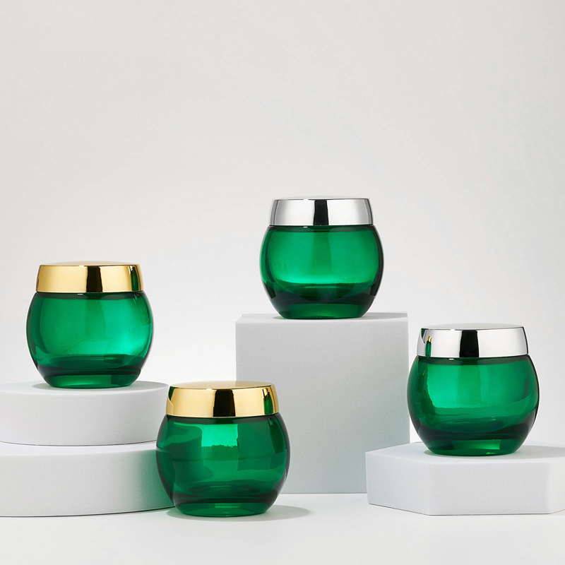 Zelená priehľadná sklenená kozmetická nádoba Prázdna nádoba na telové mlieko Zelená priehľadná sklenená kozmetická nádoba Prázdna nádoba na telové mlieko