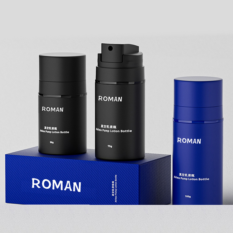 Matná čierna fľaša na pleťovú vodu 15 ml 30 ml 50 ml 100 ml 120 ml 150 ml Bezvzduchová pumpa na starostlivosť o pleť Bezvzduchová fľaša na kozmetické balenie