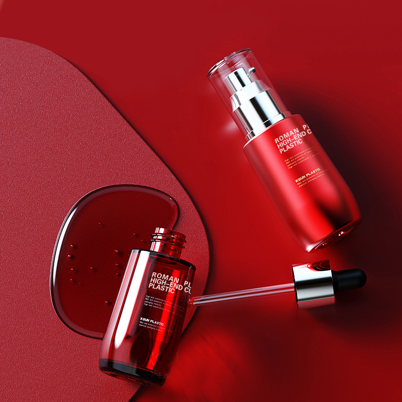 Naplniteľná fľaštička na kozmetický olej 50 ml Wine Red PETG Face Care Sérum s kvapkadlom fľaštička s kvapkadlom na súpravu fliaš na krém