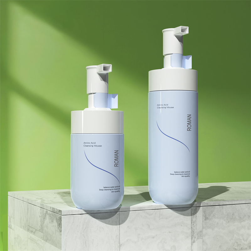 Private Label Facial Whitening Foamer Jemná čistiaca pena Bubble Cleanser Modrá PET penová pumpička Fľaša 150 ml 200 ml 300 ml