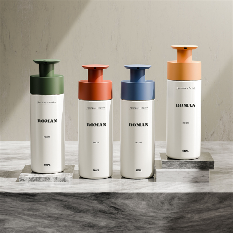 200 ml 300 ml 400 ml 600 ml PET plastové okrúhle fľaše s pumpičkou na šampón Telové mlieko Tekuté mydlo na ruky Sprchový gél Balenie