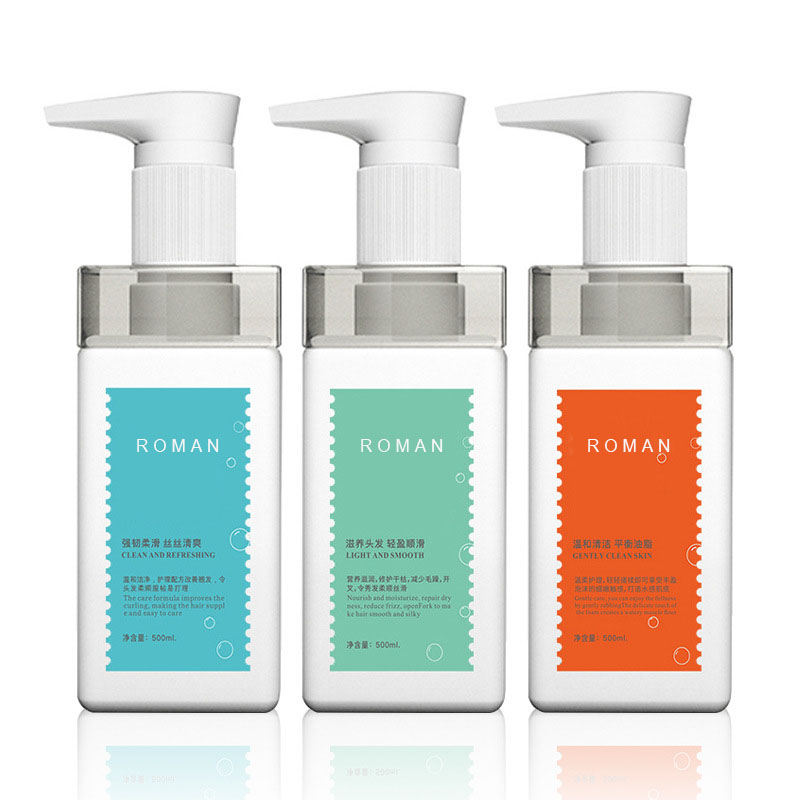 500 ml 750 ml Luxusné prázdne kozmetické štvorcové rameno Plastová fľaša na šampón s pumpičkou a kondicionér s dávkovačom mydla na umývanie rúk 500 ml 750 ml Luxusné prázdne kozmetické štvorcové rameno Plastová fľaša na šampón s pumpičkou a kondicionér s dávkovačom mydla na umývanie rúk