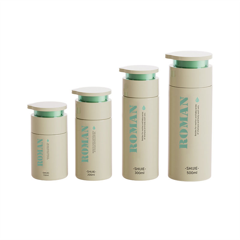 Okrúhla fľaša na starostlivosť o pleť s plochým ramenom 150 ml 200 ml 300 ml 500 ml Baby Lotion Kondicionér Balenie Fľaštičky šampónu a telového umývacieho krému na ruky