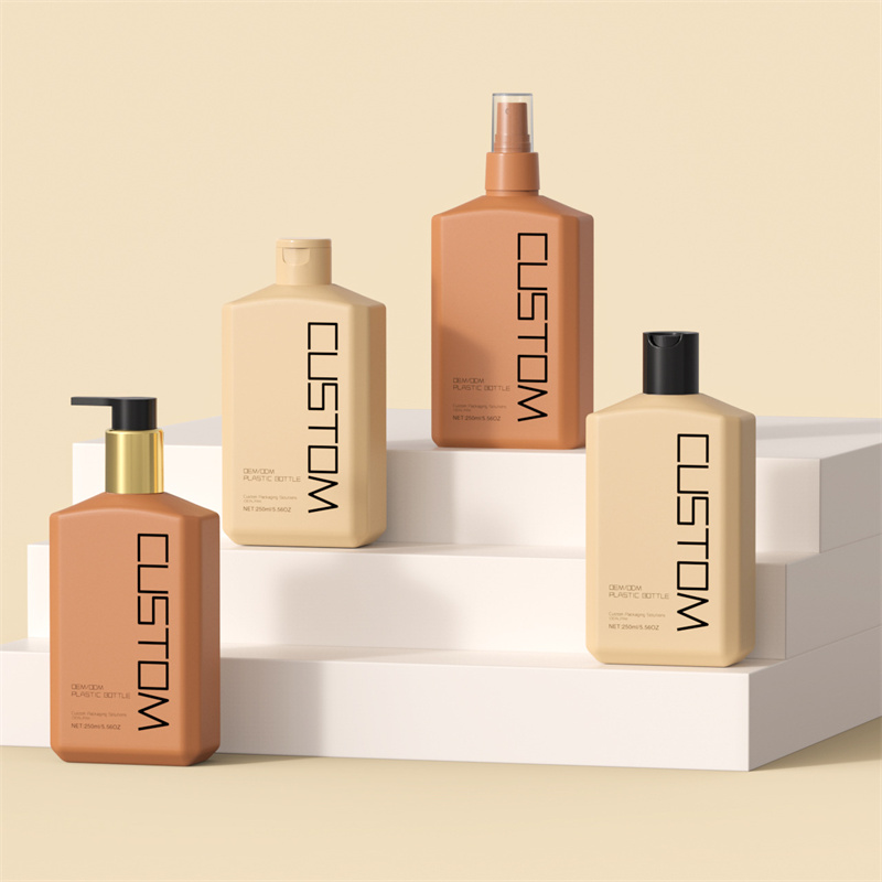 250 ml 10 oz Matné ploché šikmé ramená Fľaštičky na telové mlieko s pumpičkou na ruky Starostlivosť o pleť Detský šampón Sprchové gély Fľaša