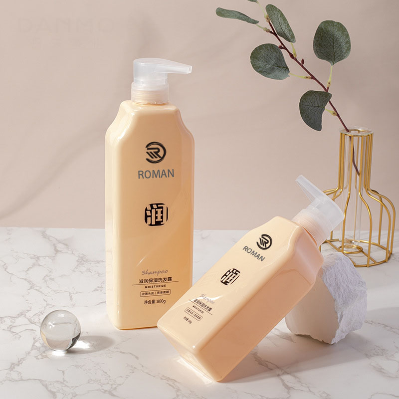 500 ml 800 ml Žltá plastová pumpička na telové mlieko PET Plastová kozmetická fľaštička s jemným dotykovým šampónom