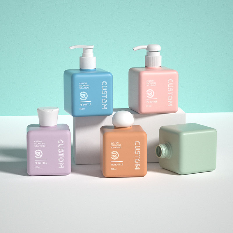Obľúbený recyklovaný PET plastový štvorcový šampón na pleťové maslo fľaštičky s telovým maslom 150 ml 200 ml 250 ml veľkosti so sieťotlačou