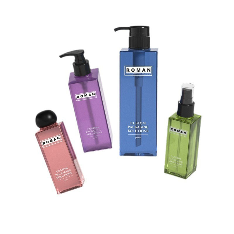 Prémiové plastové štvorcové 200 ml 250 ml fľaštičky s čírym matným kozmetickým mliekom pre sérum na starostlivosť o pleť Prémiové balenie tonika s guľôčkovým skrutkovacím uzáverom Prémiové plastové štvorcové 200 ml 250 ml fľaštičky s čírym matným kozmetickým mliekom pre sérum na starostlivosť o pleť Prémiové balenie tonika s guľôčkovým skrutkovacím uzáverom