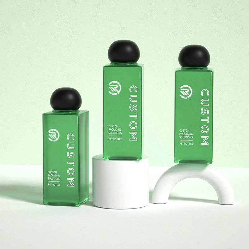 Prémiové plastové štvorcové 200 ml 250 ml fľaštičky s čírym matným kozmetickým mliekom pre sérum na starostlivosť o pleť Prémiové balenie tonika s guľôčkovým skrutkovacím uzáverom