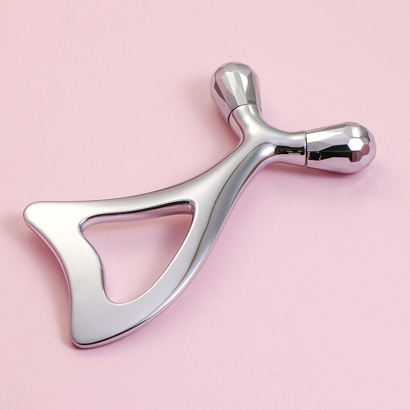 Masážny valček na oči a nástroj Gua Sha na tvár zo zinkovej zliatiny Masážny valček na oči a nástroj Gua Sha na tvár zo zinkovej zliatiny